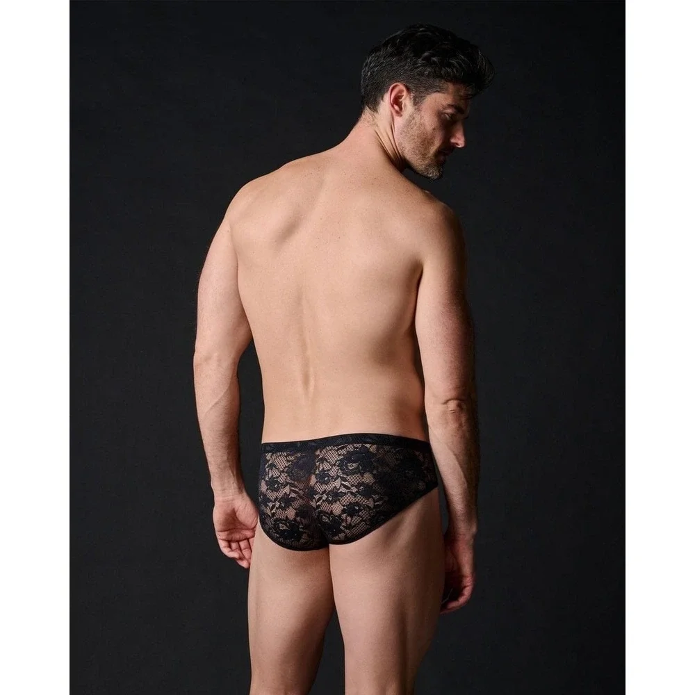 Cosabella‎ Never Say Never Lace Micro Brief Black Sexy Sheer Men's Size L